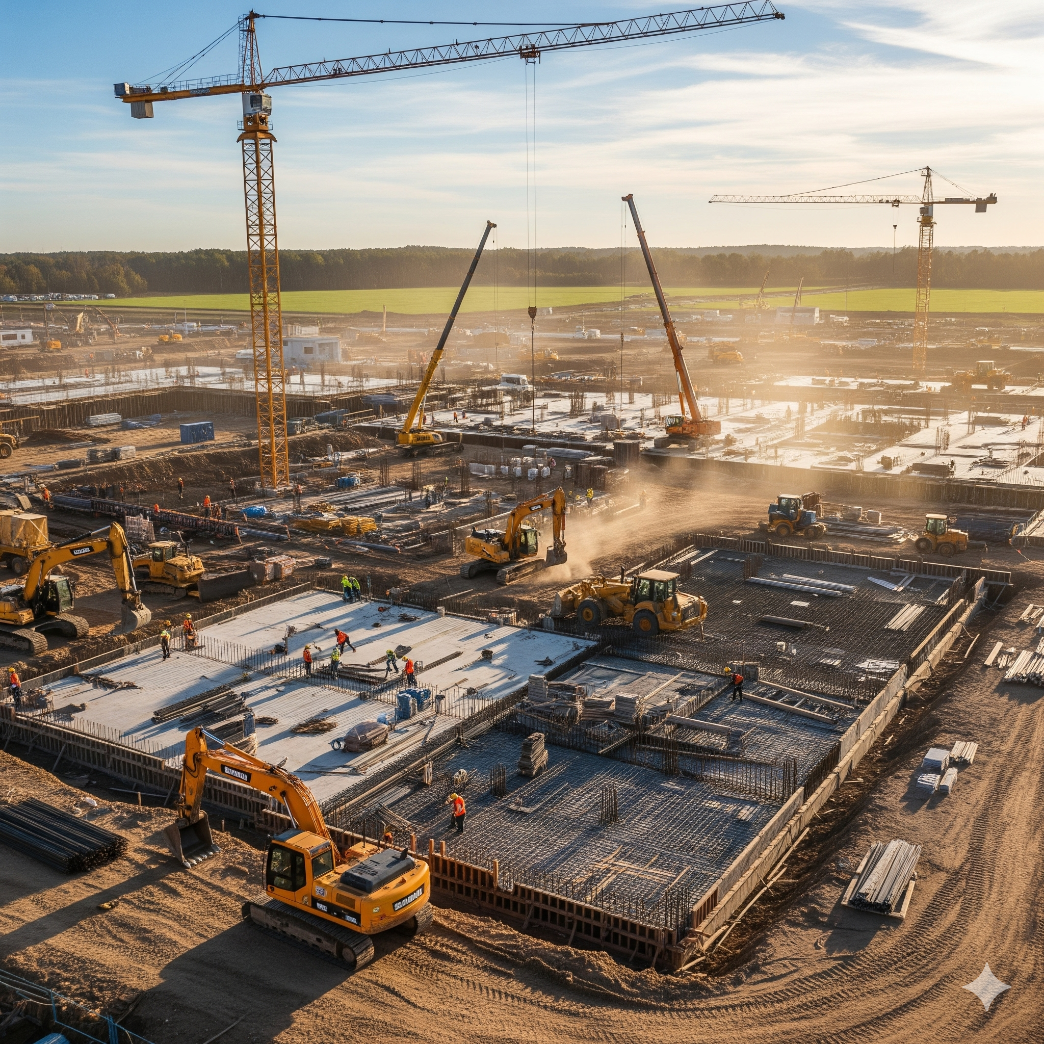 Aerial view of a construction site